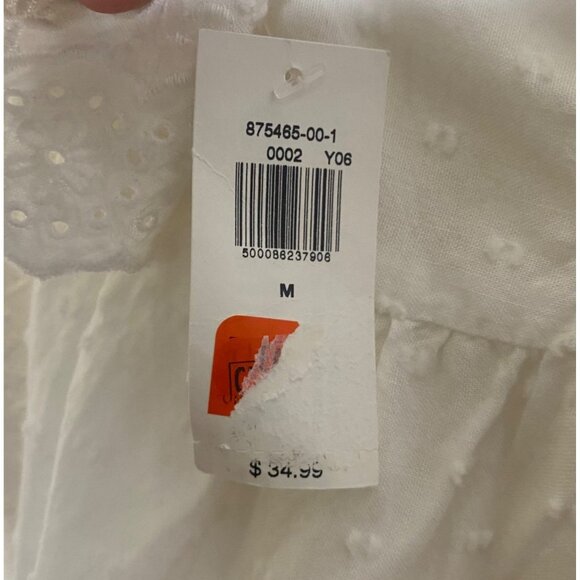 $34.99 NWT Old Navy Baby Doll Top Womens M White Swiss Dot Smocked Floral Embroi - Picture 3 of 6